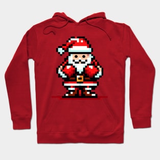 Boxing Santa Pixel Art: Retro Christmas Boxing Match Hoodie